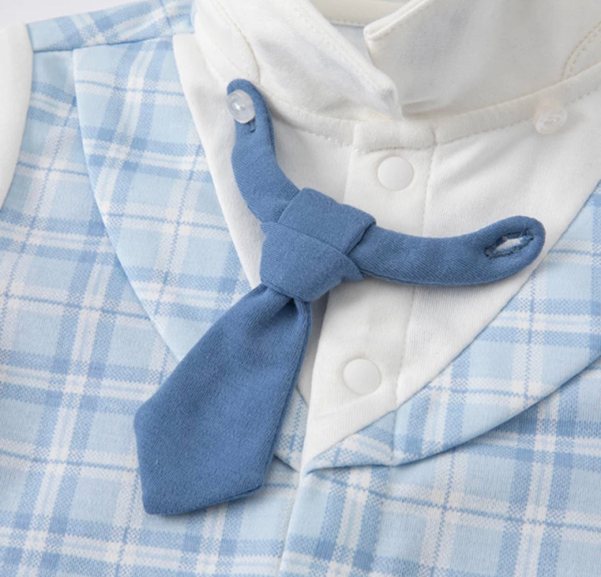 Formal Suit Vest & Tie Long Sleeve One-Piece Romper