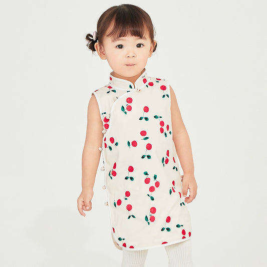 Sleeveless Cherry Cheongsam