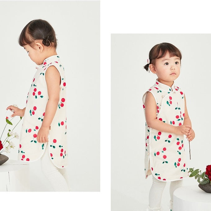 Sleeveless Cherry Cheongsam