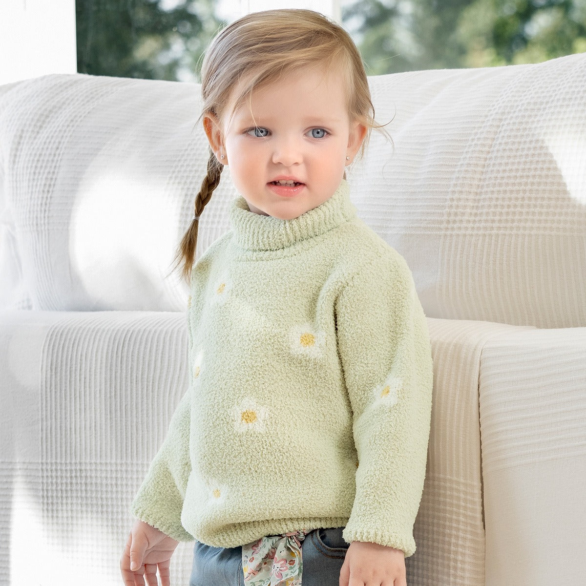 Flower Turtleneck Sweater