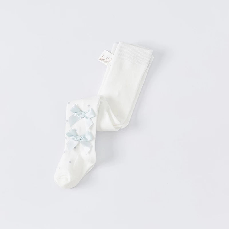 Blue Ribbons Flower Tights