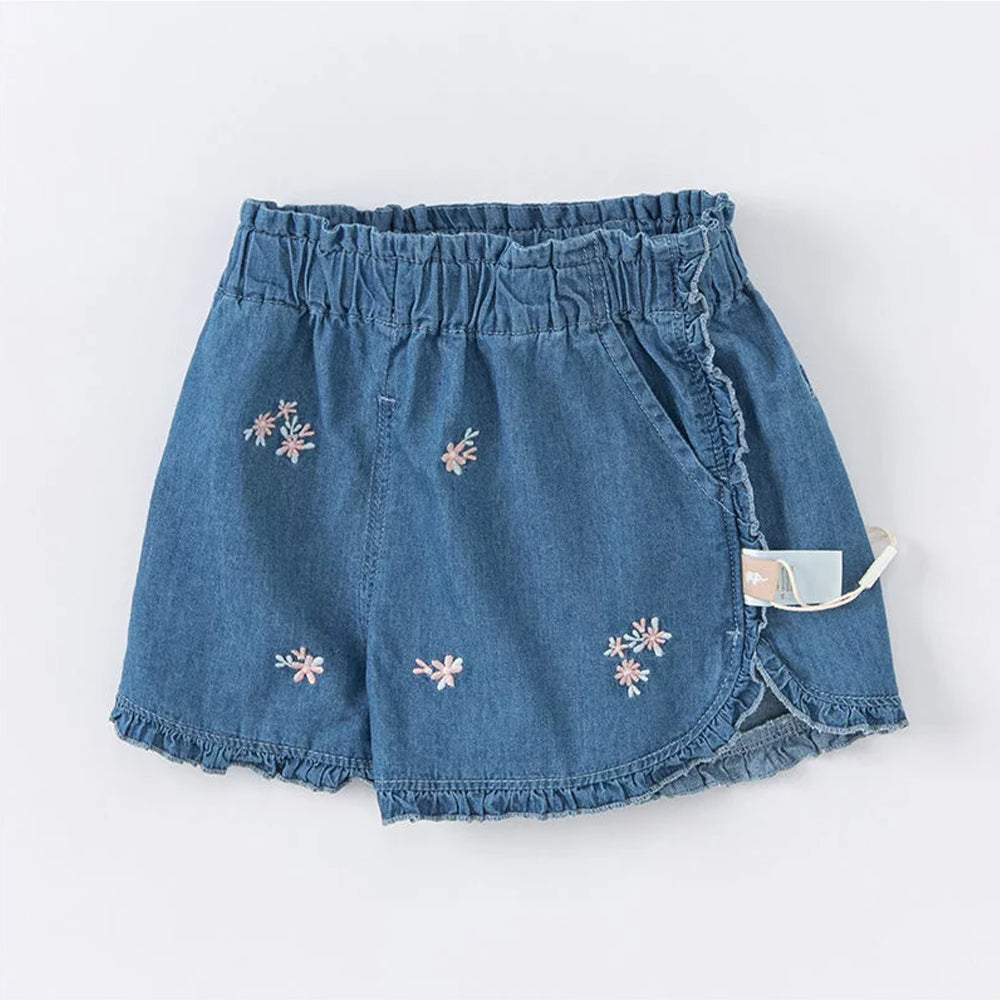 Ruffle Denim Shorts
