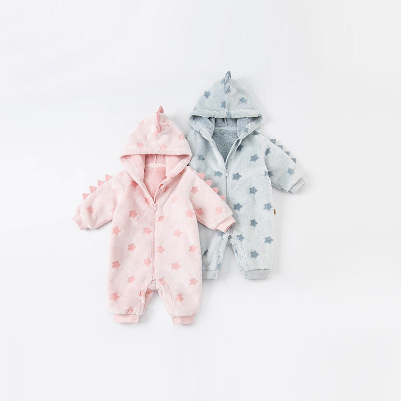 Dinosaur Winter Fleece One-Piece Romper