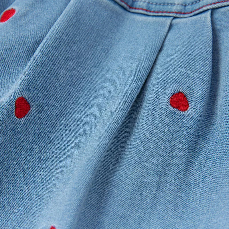 Heart Stitching Denim Pinafore