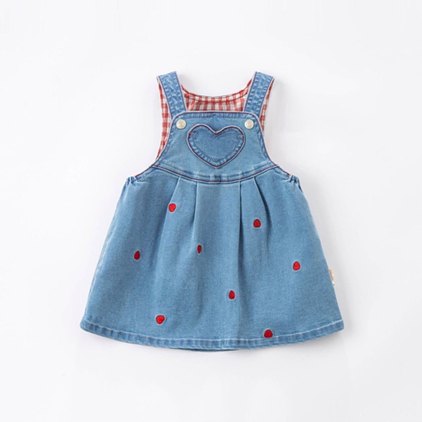 Heart Stitching Denim Pinafore