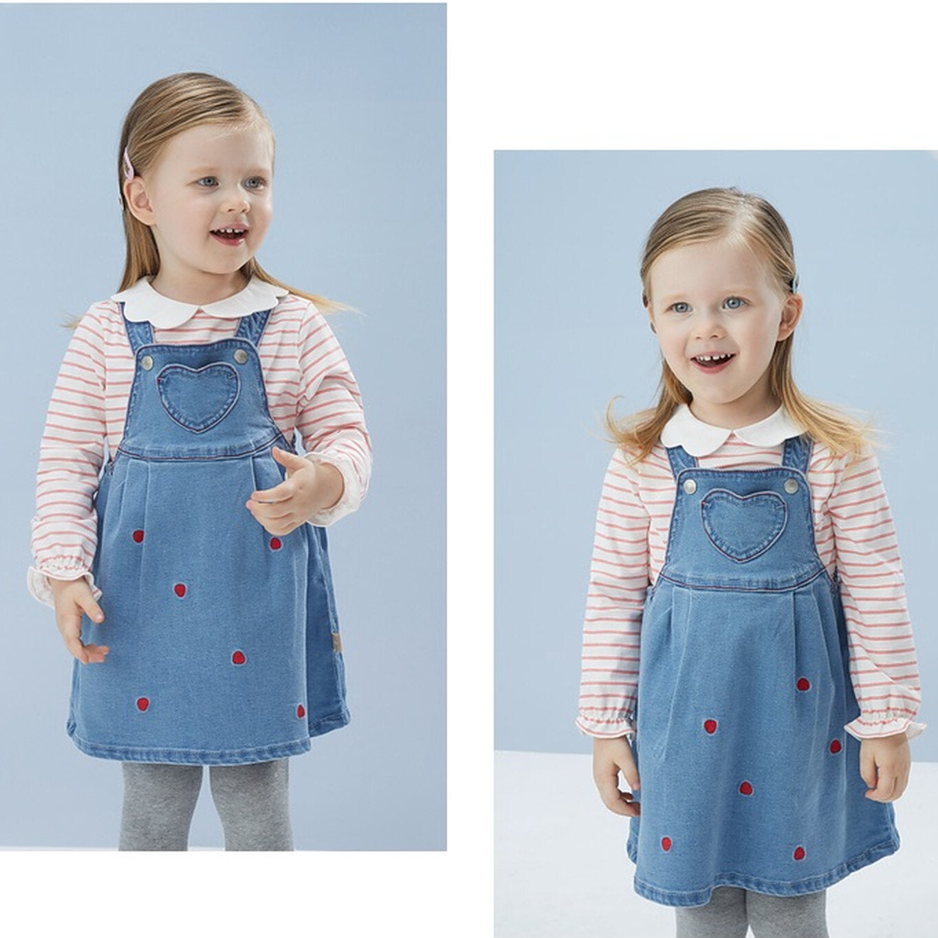 Heart Stitching Denim Pinafore