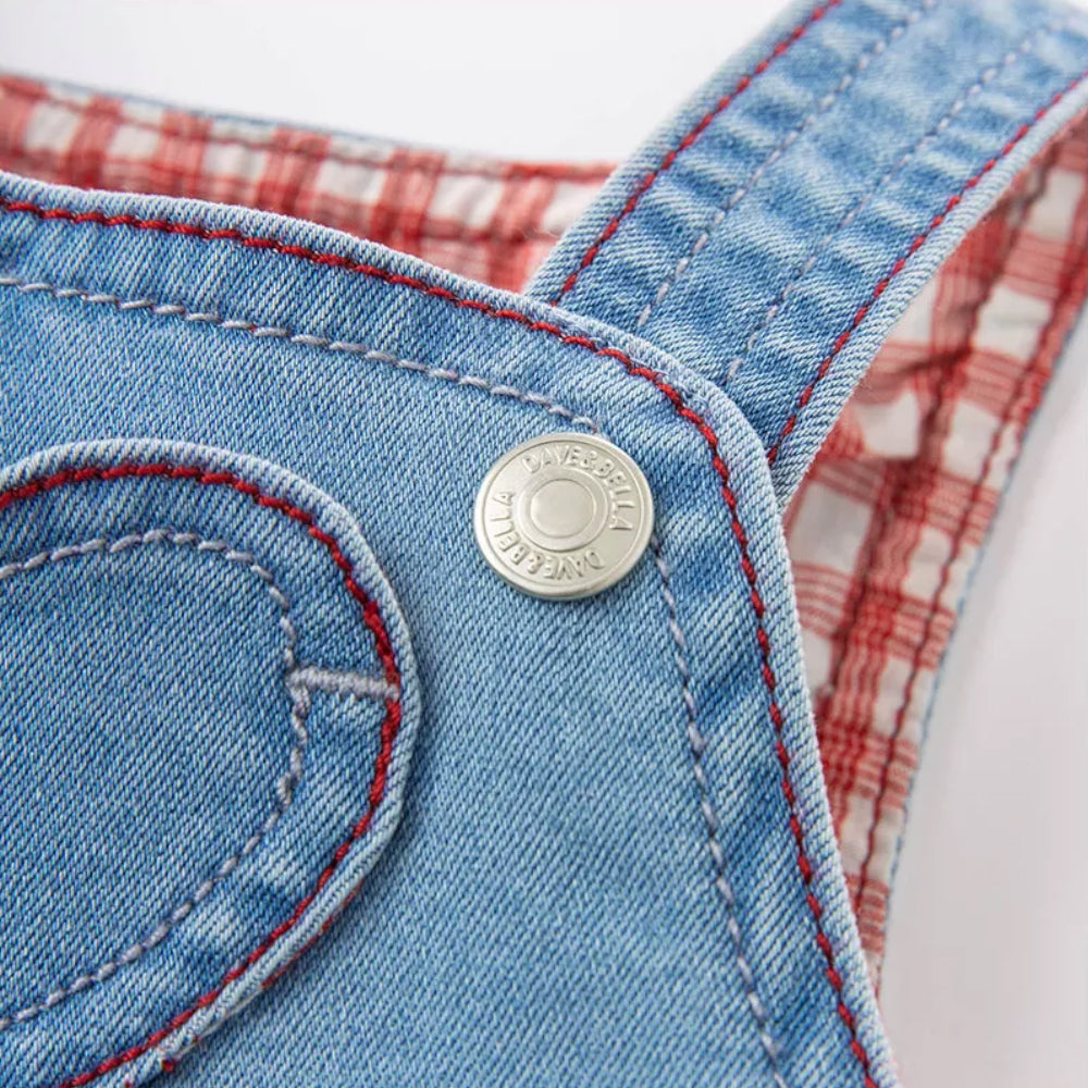 Heart Stitching Denim Pinafore