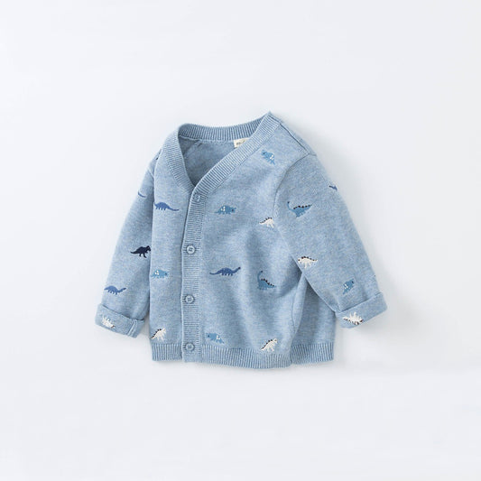 Dinosaur Blue Knitted Cardigan