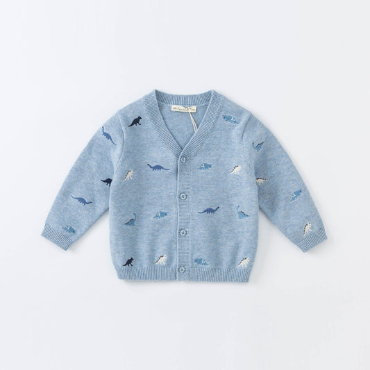 Dinosaur Blue Knitted Cardigan