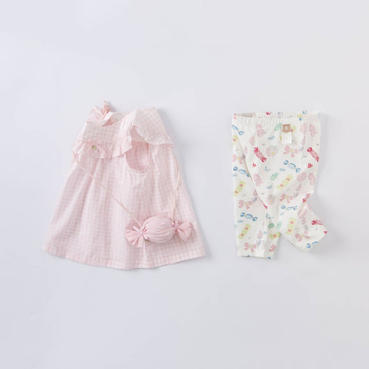 Checkered Dress and Ankle Length Legging Sets