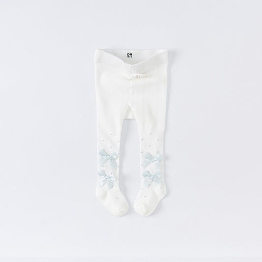 Blue Ribbons Flower Tights