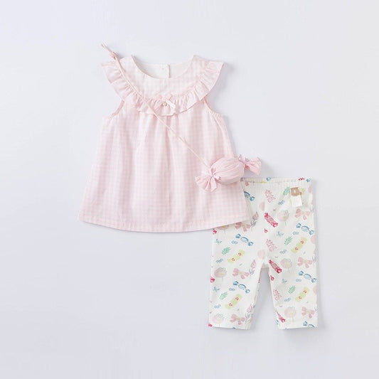 Checkered Dress and Ankle Length Legging Sets