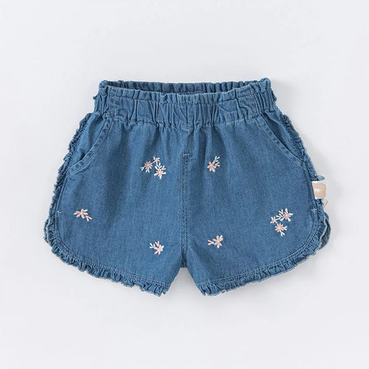 Ruffle Denim Shorts