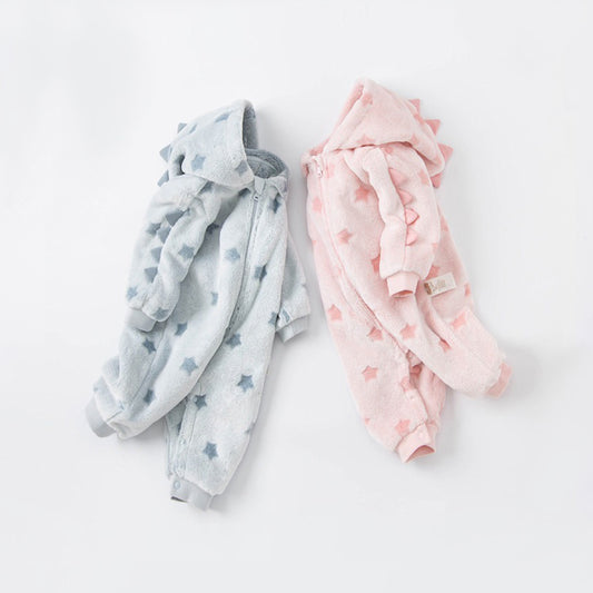 Dinosaur Winter Fleece One-Piece Romper