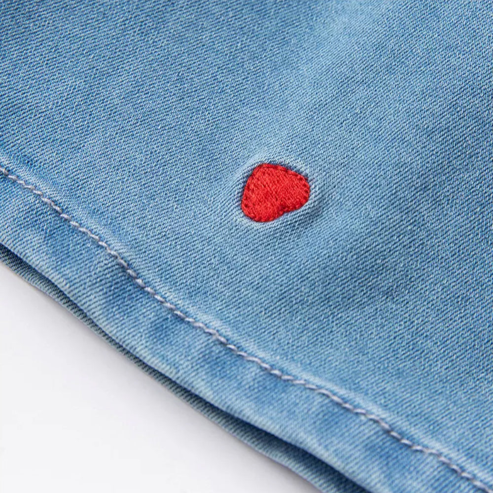 Heart Stitching Denim Pinafore