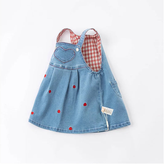 Heart Stitching Denim Pinafore